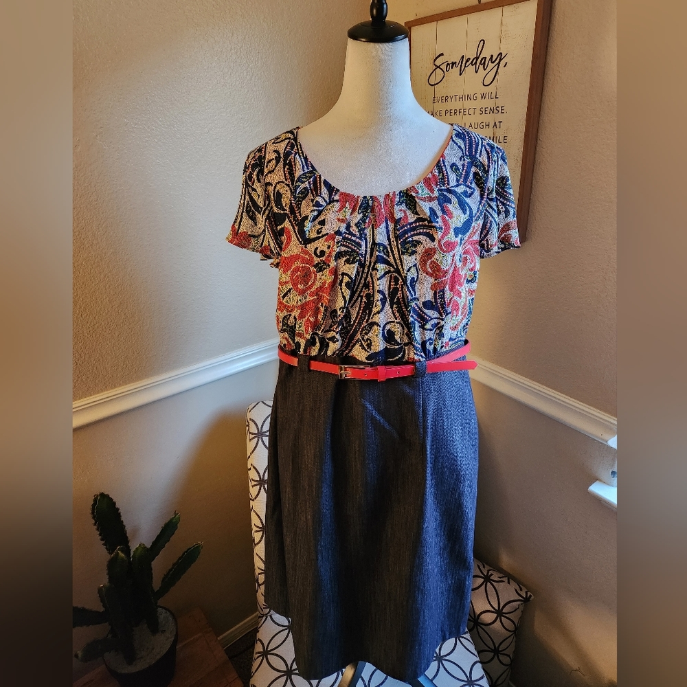 Dressbarn Sheath Belted Dress. Size 14